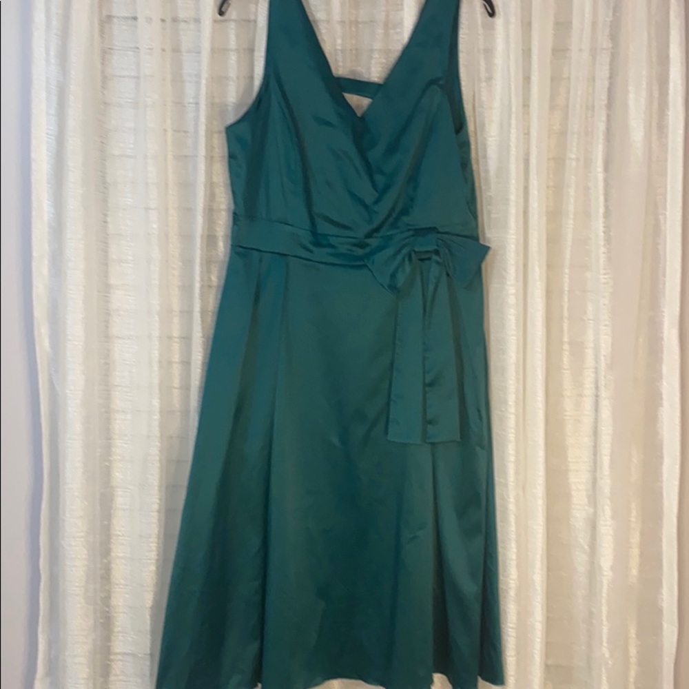 Green satin dress